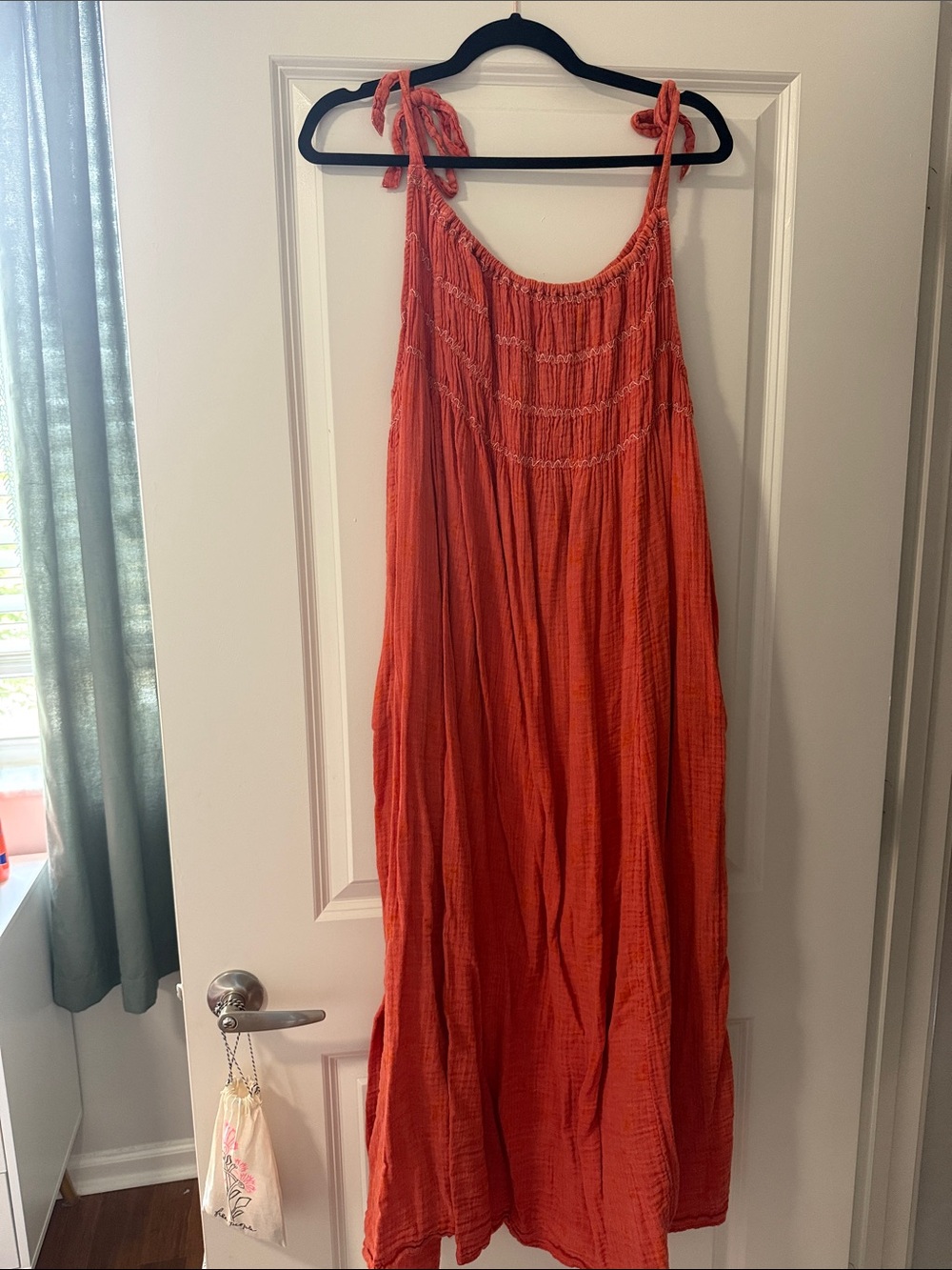 Free People Orange Tiered Smocked Maxi Dress
